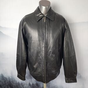Boston Harbour Outdoor Wear Genuine Leather Black Jacket | Men's Large